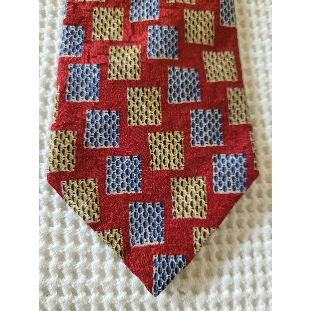 Ermenegildo ZEGNA 100% Silk Couture Tie Red Vintage Retro Print Made in Italy